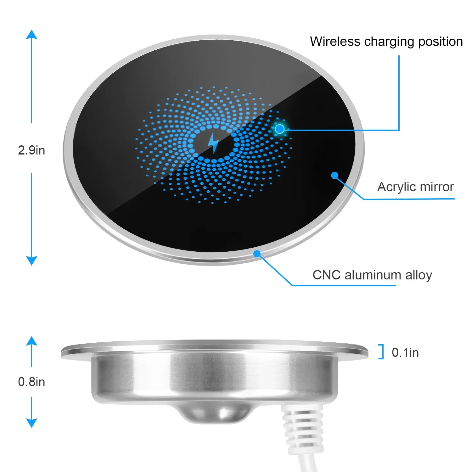 Wbudowana bezprzewodowa ładowarka biurkowa Meble biurowe Wbudowana szybka bezprzewodowa ładowarka Qi 15 W do iPhone\'a 11 Samsung Xiaomi