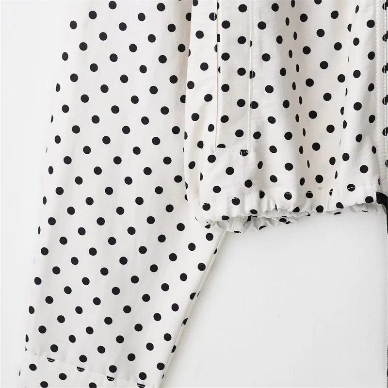 2025 autunno nuove donne moda casual versatile temperamento semplice giacca a maniche lunghe seersucker a pois