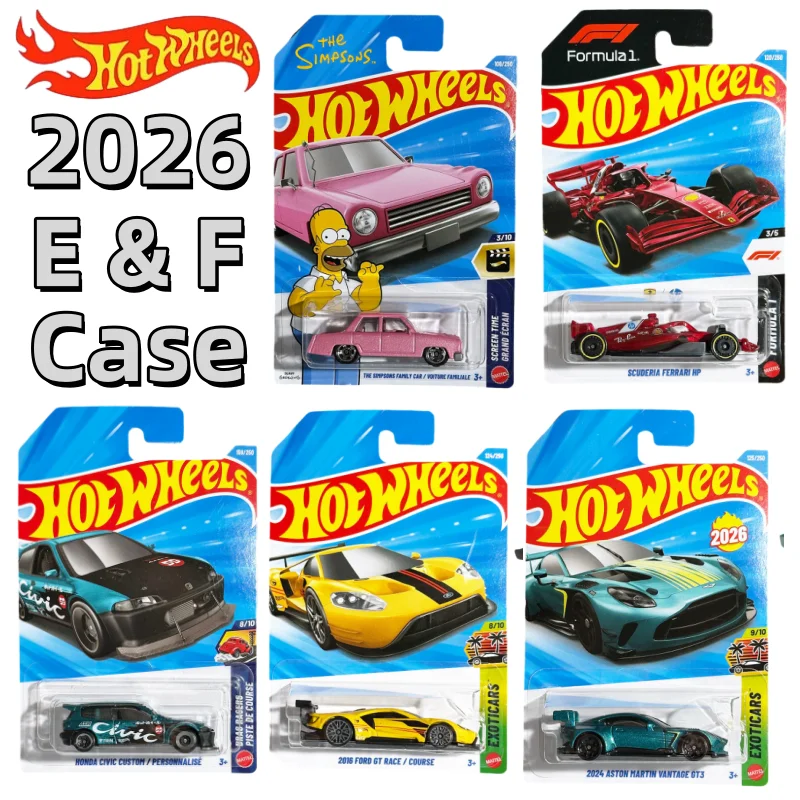 En stock Hot Wheels 2026 E & F Case Simpson Ferrari Ford GT 1/64 Vehículo de aleación fundida a presión, modelo de coche de colección, juguete, regalo de cumpleaños