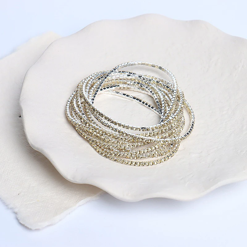 5 stücke Mode Kristall Strass Stretch-Armband Für Frauen Elastische Armband Hochzeit Armbänder Täglichen Weiblichen Schmuck Zubehör – Detail 18