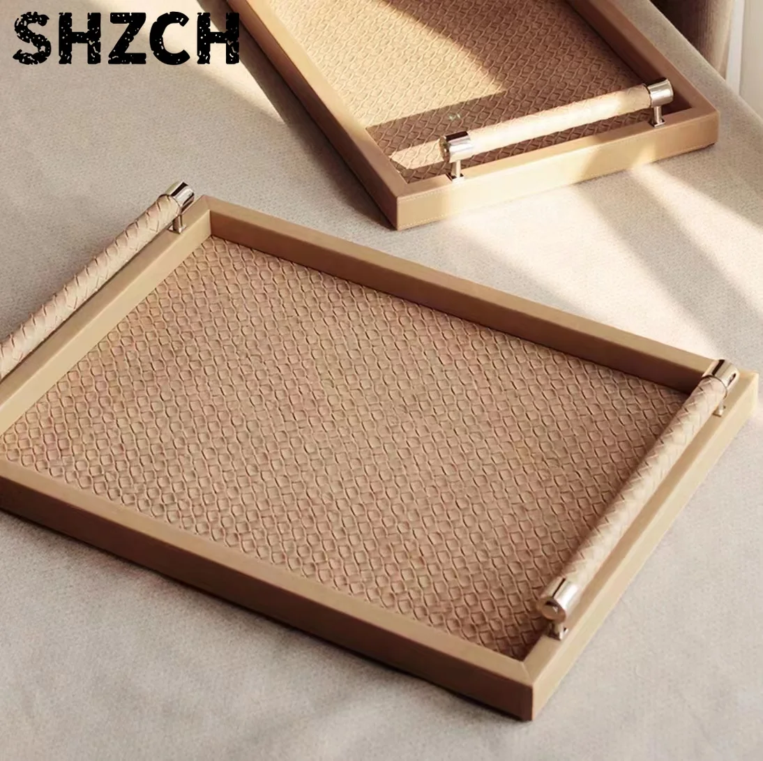 2024 New Wooden Rectangular Tray Hotel Wedding Western Restaurant European Style Home Decorative Walnut Serving Tray