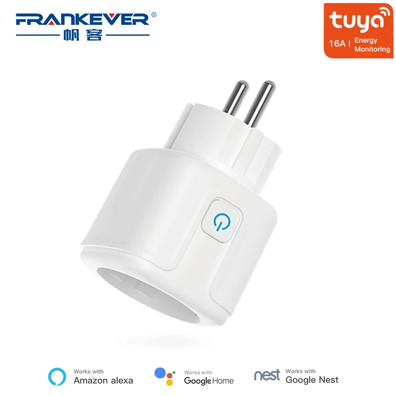 

FrankEver EU Smart Plug with Power Monitoring Surge Protector 16A Wifi Socket Voice Control Work with Alexa Google Home