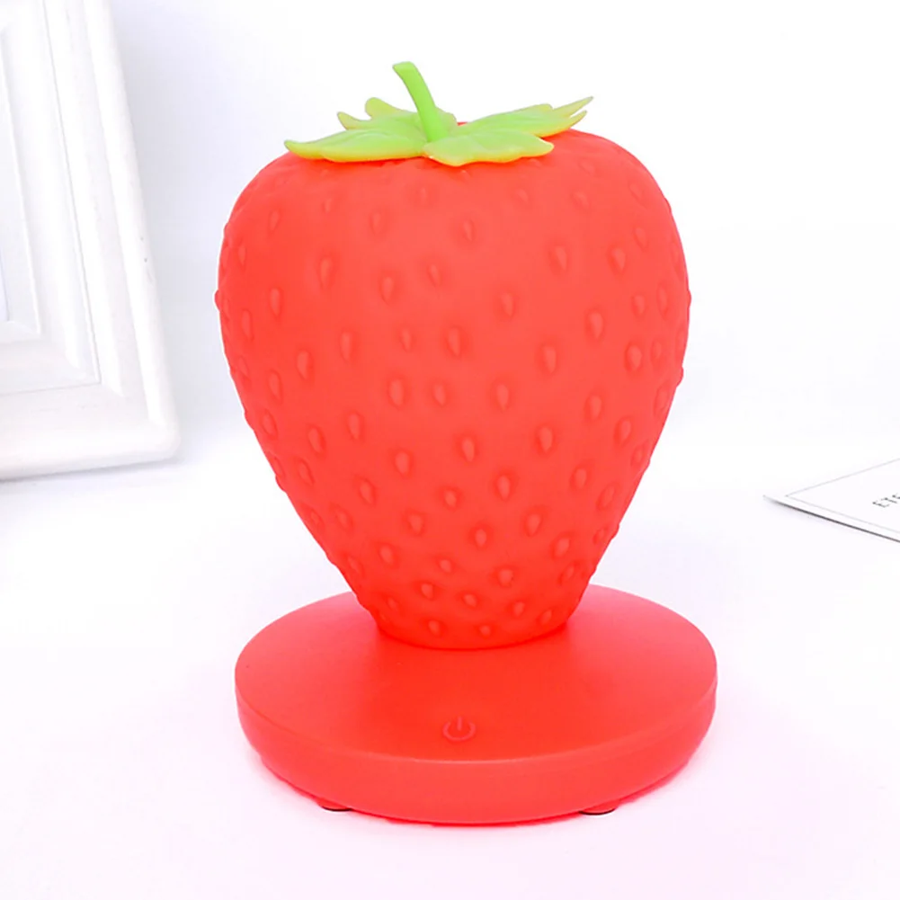 

Desktop Silicone Home Decor Night Light Eye Protection Bedside Bedroom USB Charging Led Touch Control Gift Strawberry Dimmable