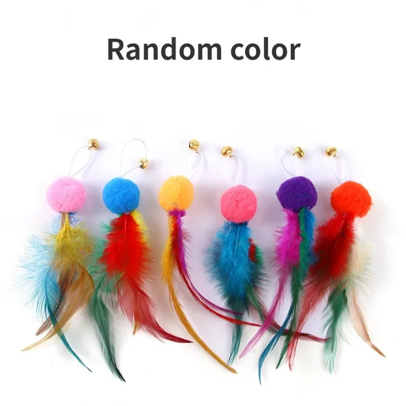 1/2/4Pcs Interactive Cat Feather Toys With Bell Colorful Cat Wand Replacement Part Toy Fun Entertainment Cat Toys Random Color