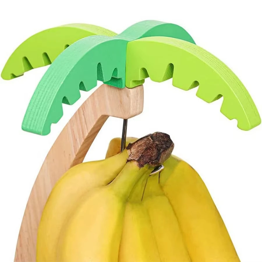 Simulated tree shaped fruit storage container, kitchen table decoration, creative fruit platter, wooden banana hanger - view 2
