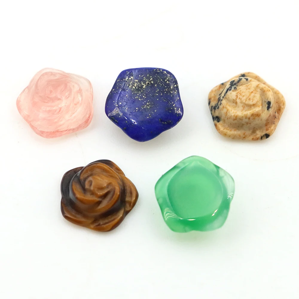

10 15 25mm Natural Rose Flower Beads Stone Carving Jewelry Crafts Home Decoration DIY Earring Pendants Necklace Accessorie Gift