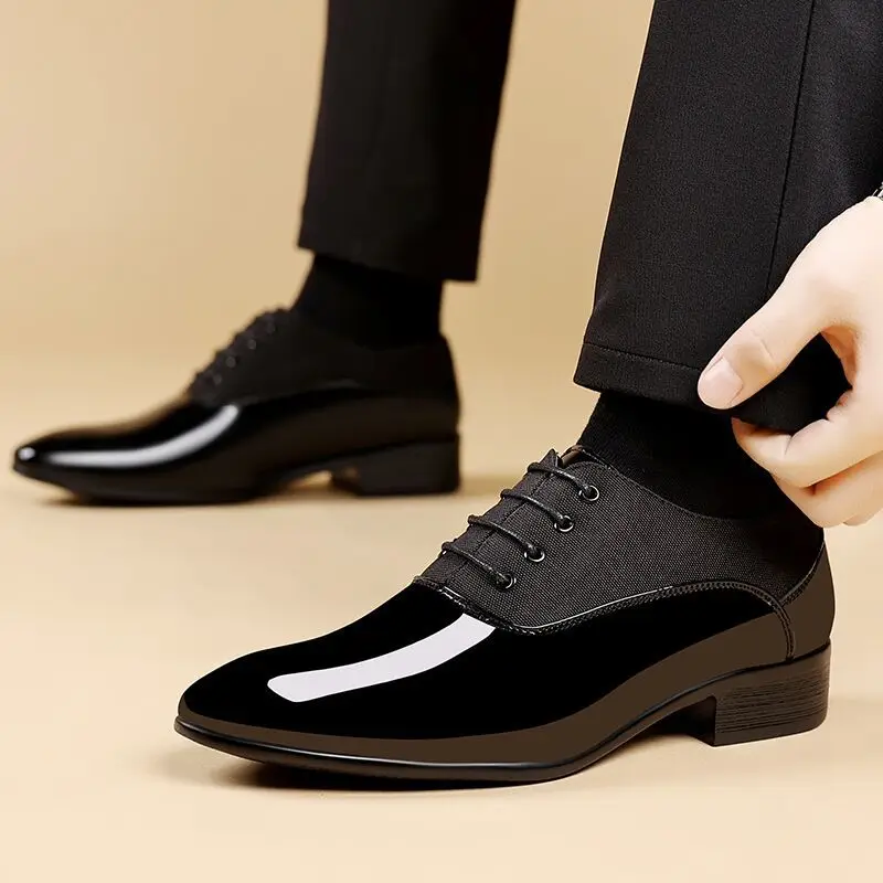 Patent Leather Pointed Toe Social Shoe for Men Spring Autumn Gentleman Office Low Price Luxury Designer Official Dress Shoes Man