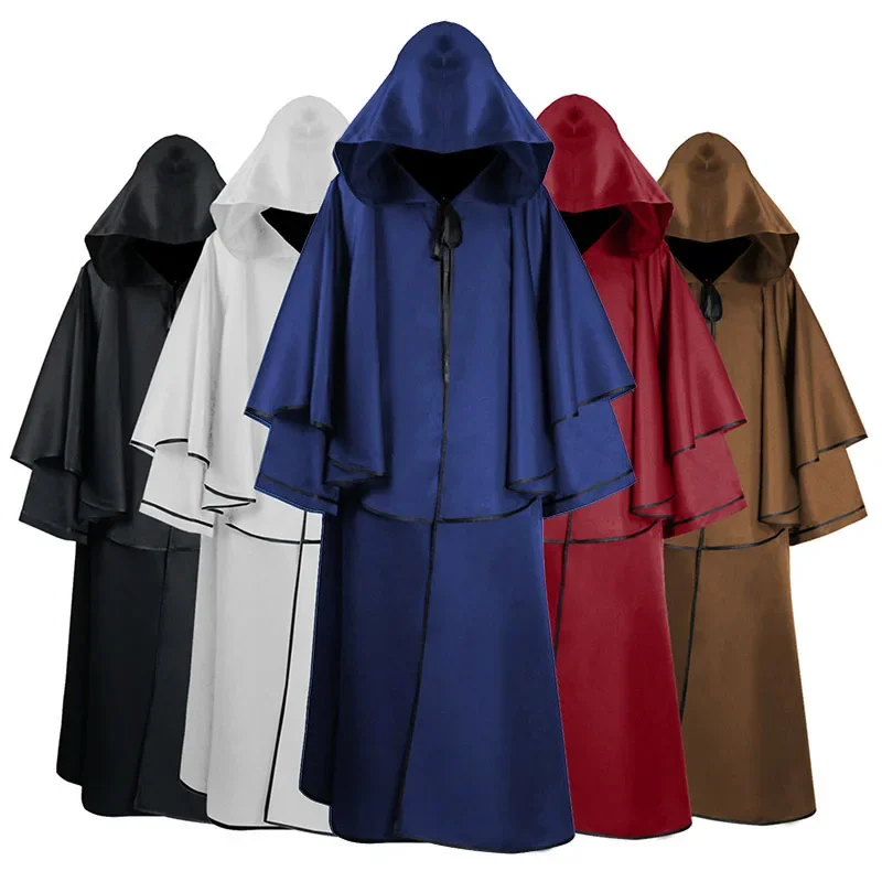 

Medieval 5 Color Cape Halloween Hooded Robe Cloak Wizard Death Cloak