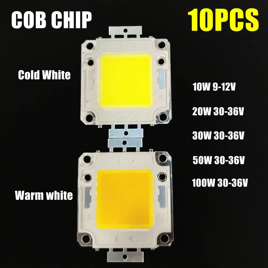 

10 шт./упак. 100 ~ 10 Вт светодиодные бусины COB чип ультра-яркие 9 В ~ 12 В 30 В ~ 36 В белый теплый прожектор «сделай сам» аксессуары для прожекторов с драйвером