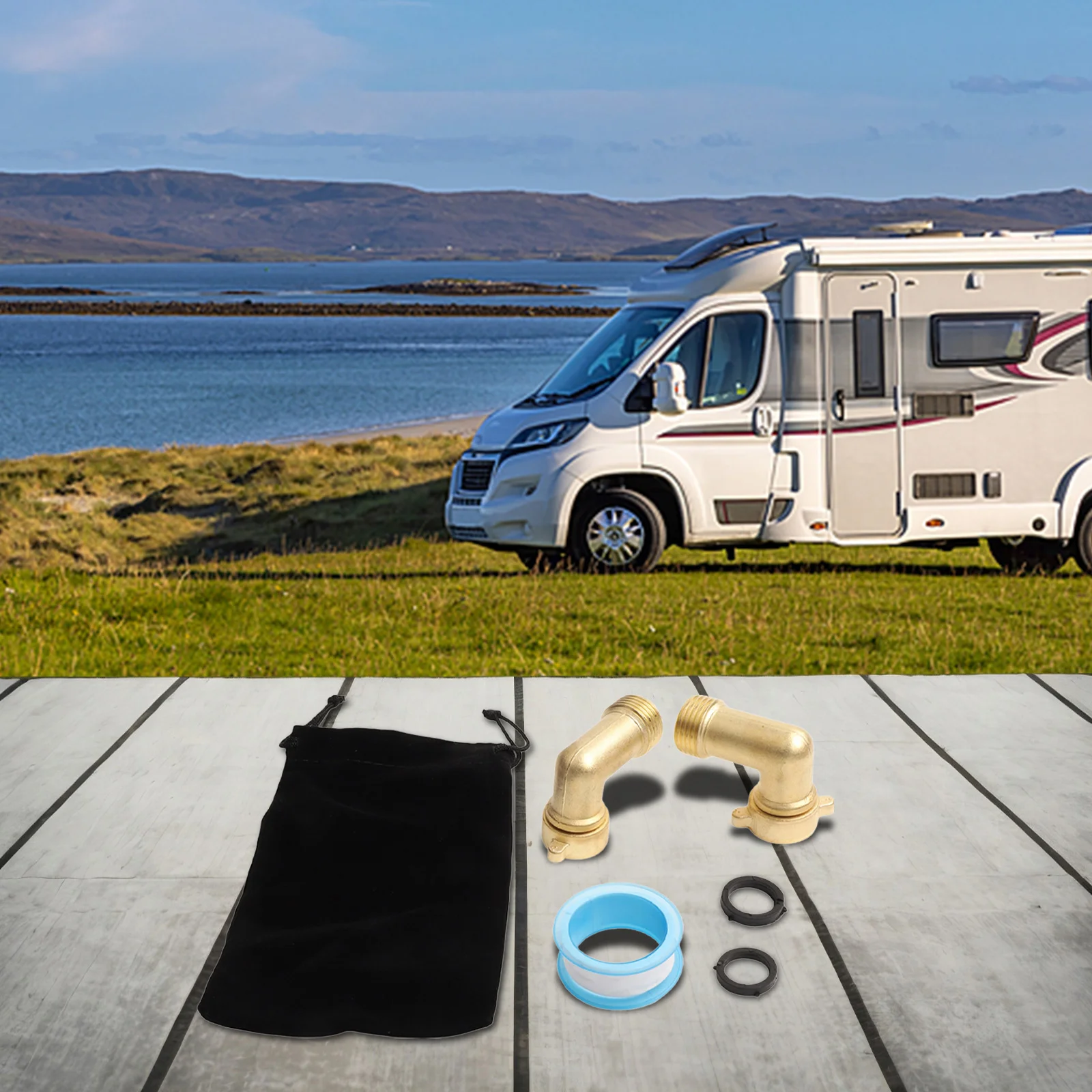 

90 Degree Brass Hose Elbow Connector for RV Water Hose and Rust Resistant Construction for Reliable Outdoor Use