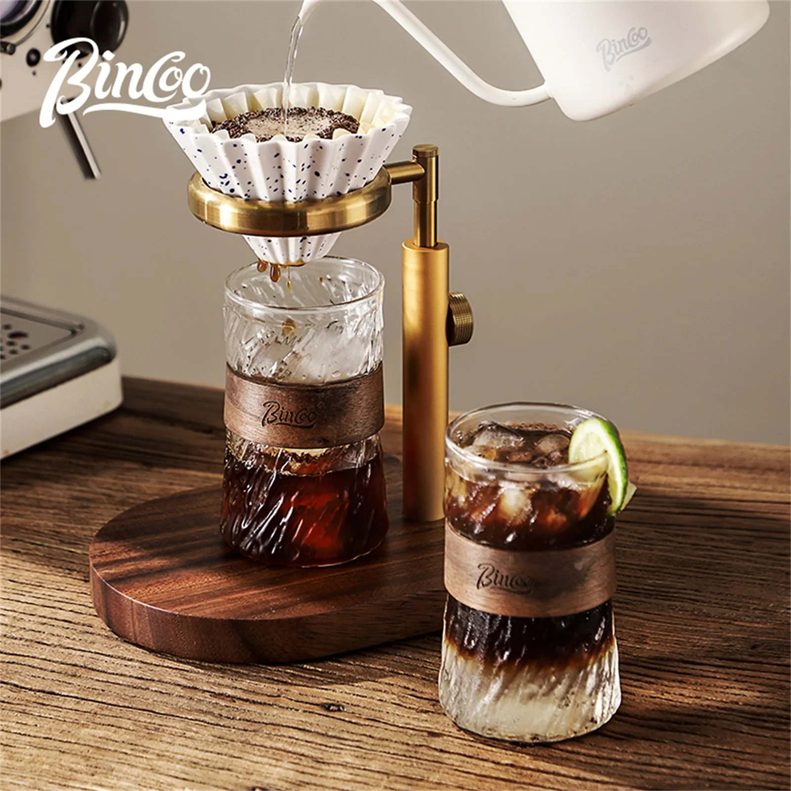 

BINCOO 450ML Japanese Heat-Resistant Glass Coffee Mug Bamboo Coffee Cup Sleeve Home Latte Cup Americano Mug Beer Mug Tea Cups