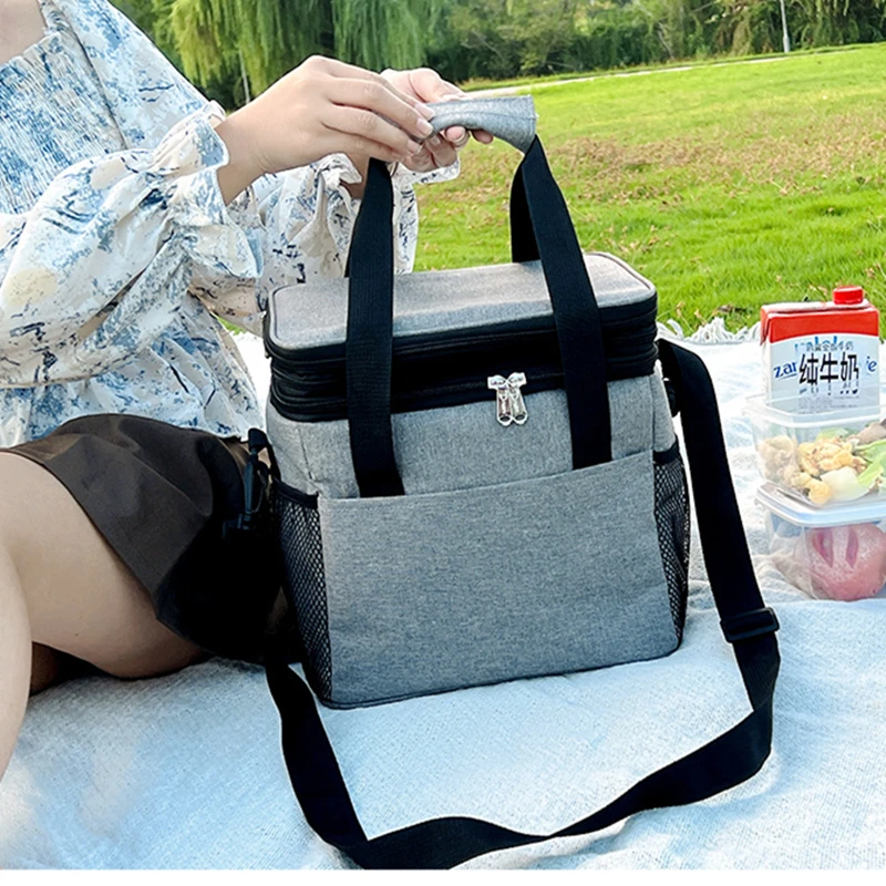 Double-layer Oxford Cloth Lunch Bags Picnic Insulated Food Container Takeway Storage Bags Large Capacity Cooler Pack