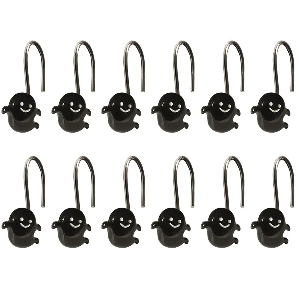 12pcs Stainless Steel S Shape Halloween Shower Curtain Hook Kitchen Hook Shower Curtain Halloween Resin Hook Ring