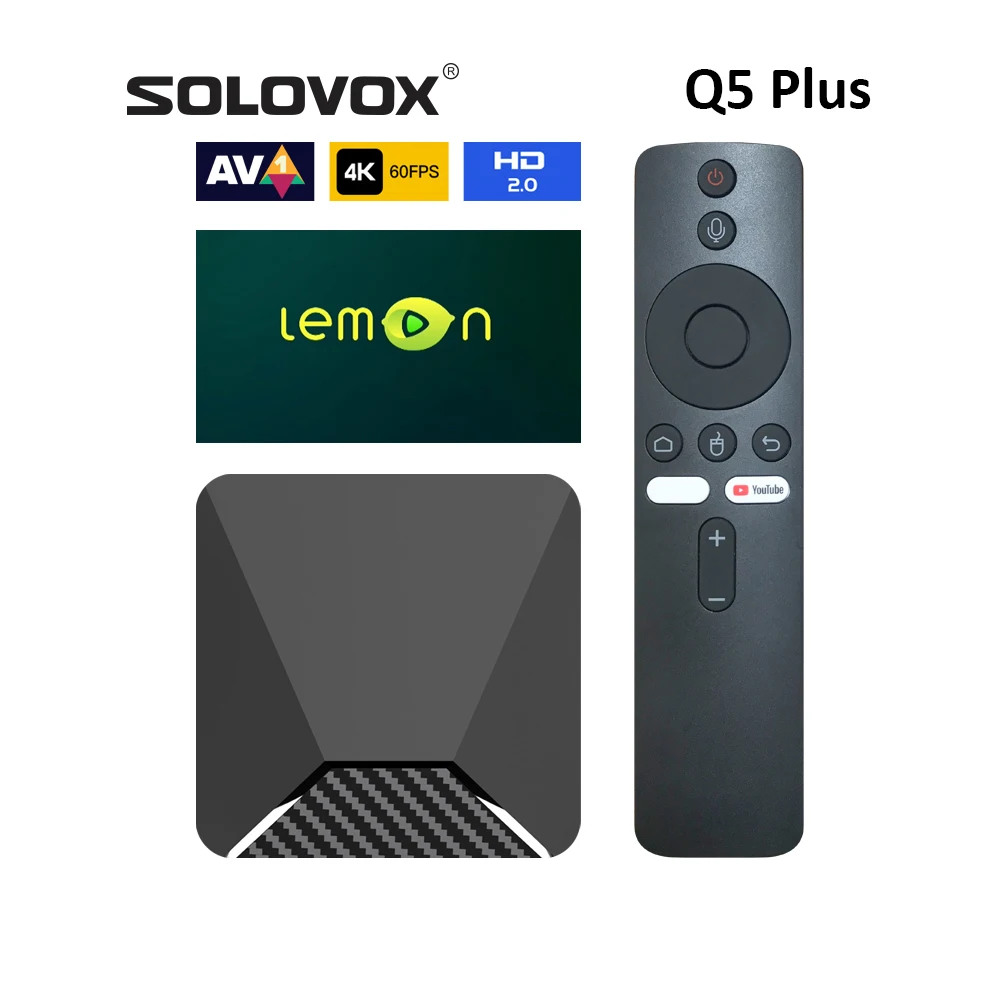 SOLOVOX 2023 Q5 Plus Lemon IP Internet3 Android 11 STB S905W2 Quad Core 5G WiFi StalkerMAC ATV Media TV Version Apps Q5Plus