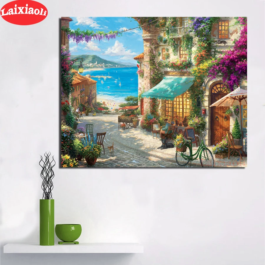 

Italian Cafe Diamond Embroidery Complete Kit Diamond Painting Full Square/Round Landscape New Arrival flower garden Seascape art