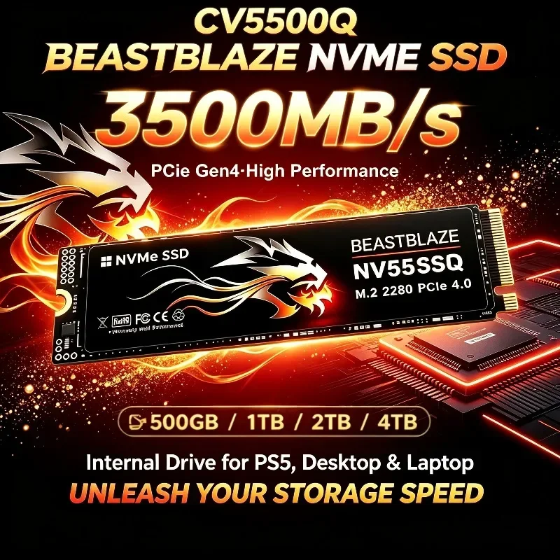 New CV5500Q M.2 NVMe SSD PCIe Gen4 High Performance Internal Drive 2TB 4TB up to 3500MB/s Storage Upgrade For PS5 Desktop Laptop