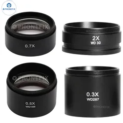 WD30 WD165 0.5X 0.7X 1X 2X Zoom Stereo Binocular Trinocular Microscope Auxiliary Barlow Objective Lens Thread M48mm