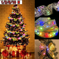 1/3/5/10M LED Christmas Tree Fairy Ribbon Lights String Navidad Natal Christmas Decoration 2024 Home Decor Ornament Accessories