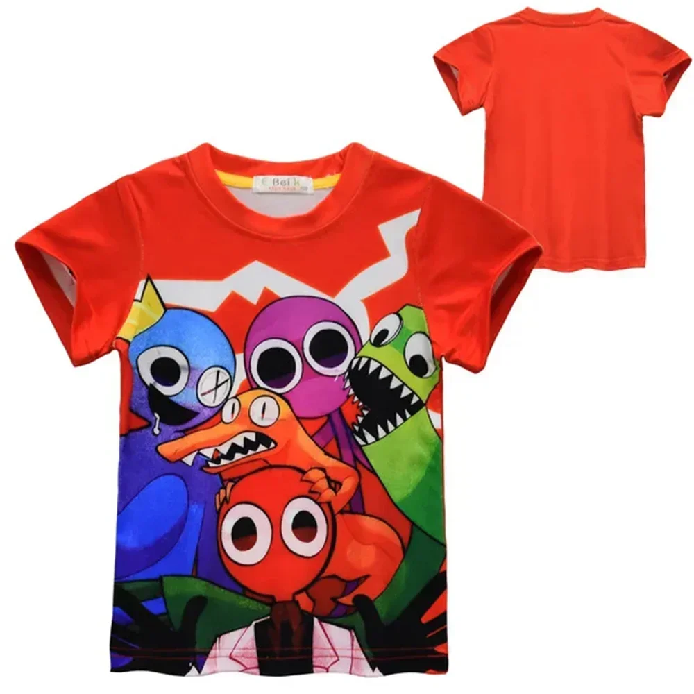 Rainbow Friends Game Kids Cosplay T-shirt Girls Boys Short Sleeve Summer Cartoon Tops Children Sports Clothing