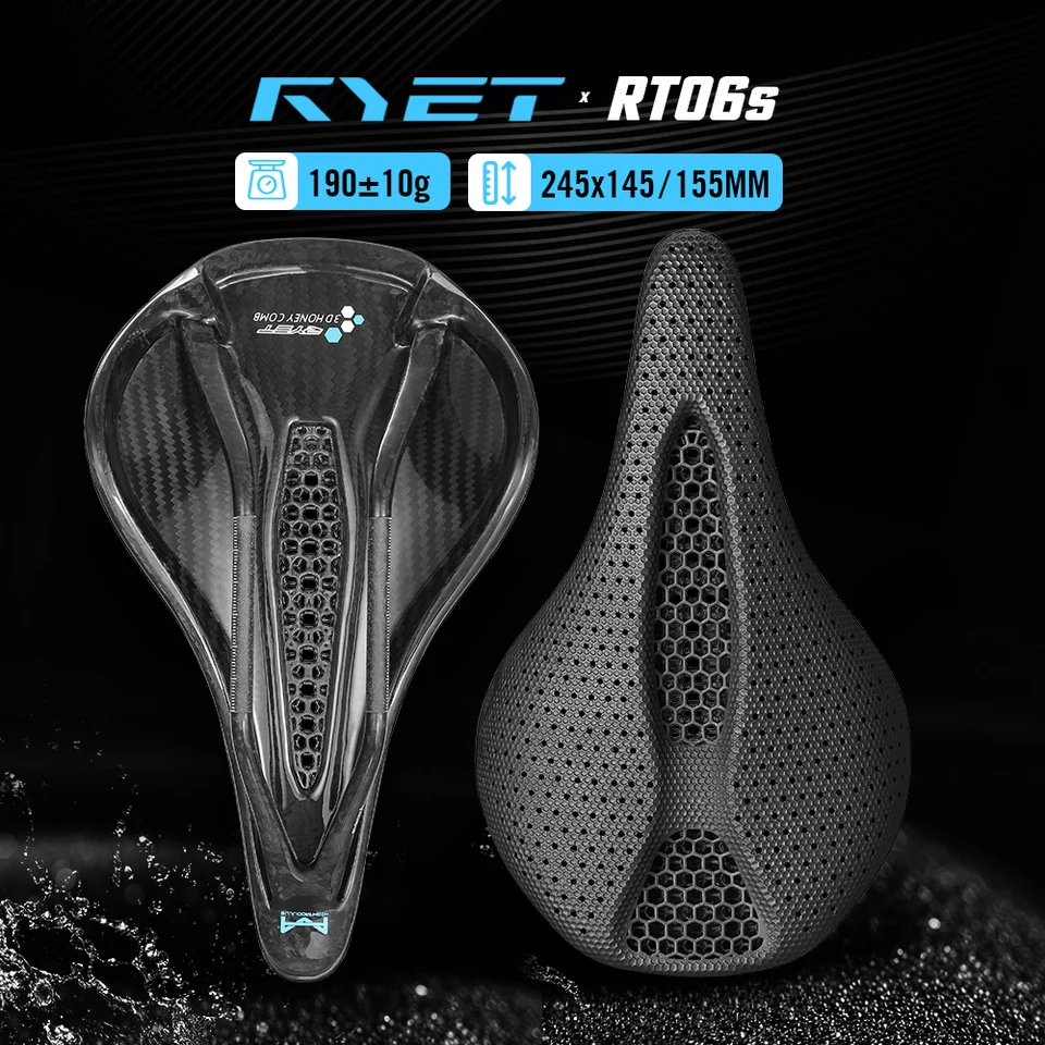 RYET Carbon 3D Printed Saddle 145/155MM 190g 7*9 Bike Seating For