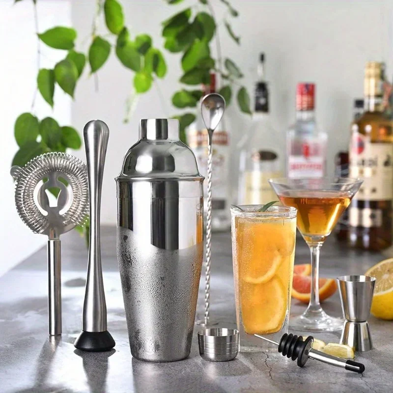 

Cocktail Shaker Set Stainless Steel & Bar Set, Bartender Kit Mixology Drink Mixer, Strainer, Measuring Jigger, Alcohol Pourer