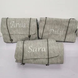 Nome personalizado Bordado Dobrável Toiletry Bag Portátil Separado Grande Volume Sacos De Viagem De Armazenamento De Maquiagem Cosmética Das Mulheres