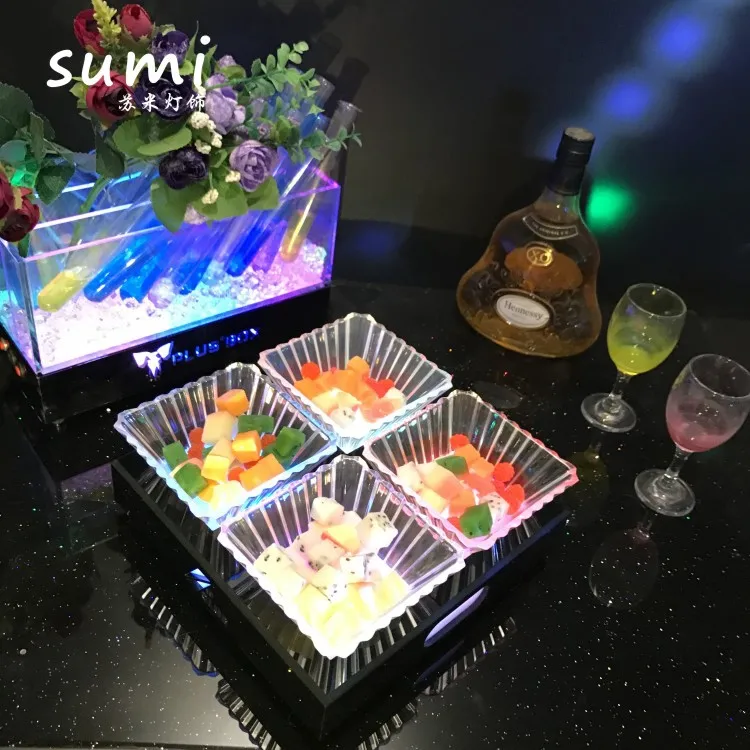 

Bar KTV Dried Fruit Fruit Plate Nightclub Luminous Snack Plate Creative Acrylic Fruit Plate Rack LED Charging Customization
