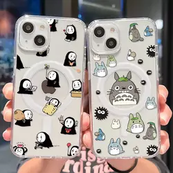 Cartoon Cat Magsafe Magnetic Phone Case for T-T-TotoroS iPhone 16 15 14 13 12 11 8 7 Plus Pro Max X XR XSMax Soft Clear Cover