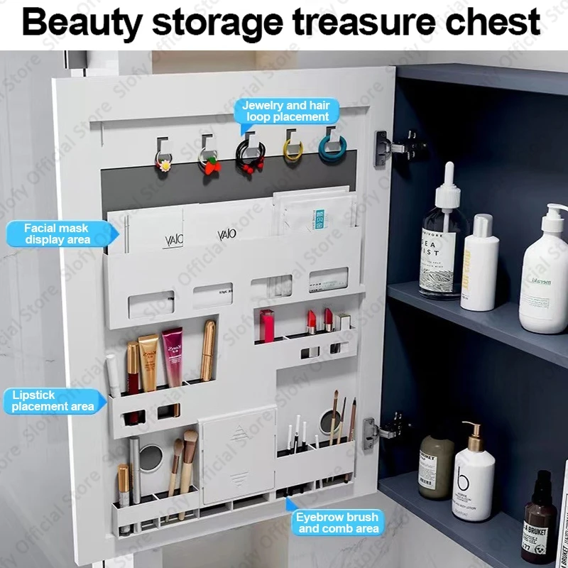 Multifunctional Bathroom Vanity Beauty Mirror Cabinet Integrated With Artistic Ceramic Vessel Sink Modern  Bathroom Furniture image 2