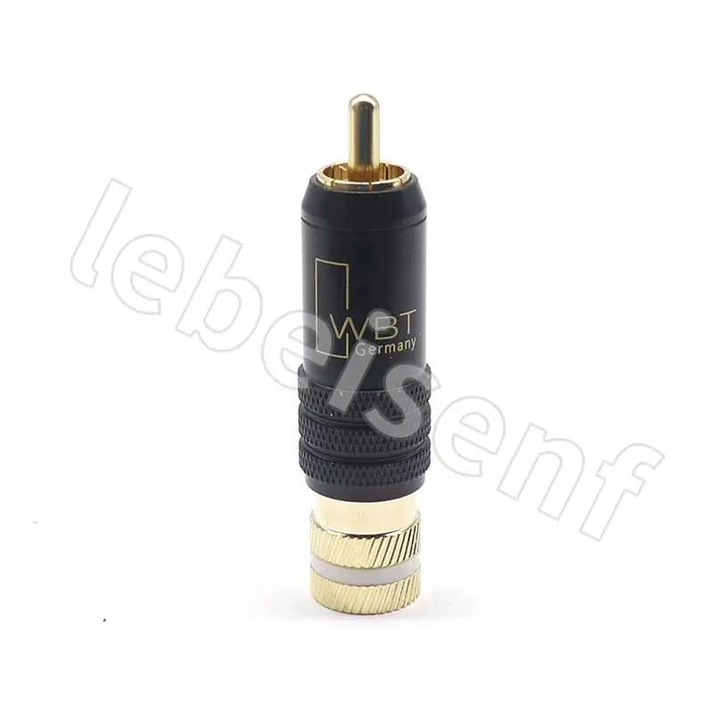 2pcs/1pairs WBT-0144 Hanging Thick Gold Black RCA Plug Black Lotus Plug/RCA Plug Assembly Type AV Audio and Video Plug