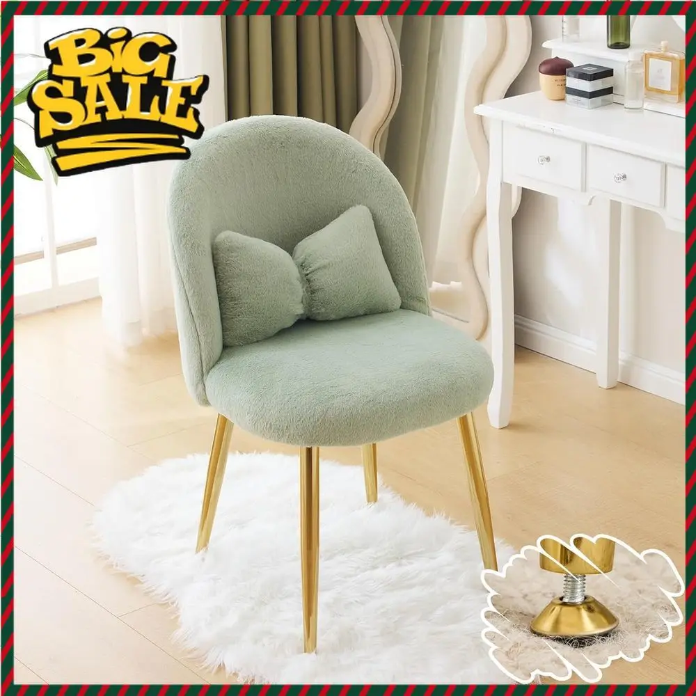 BestsellerBestsellerCompact Green Vanity Chair with Adjustable Legs, Cozy Desk Chair for Makeup and Small Spaces