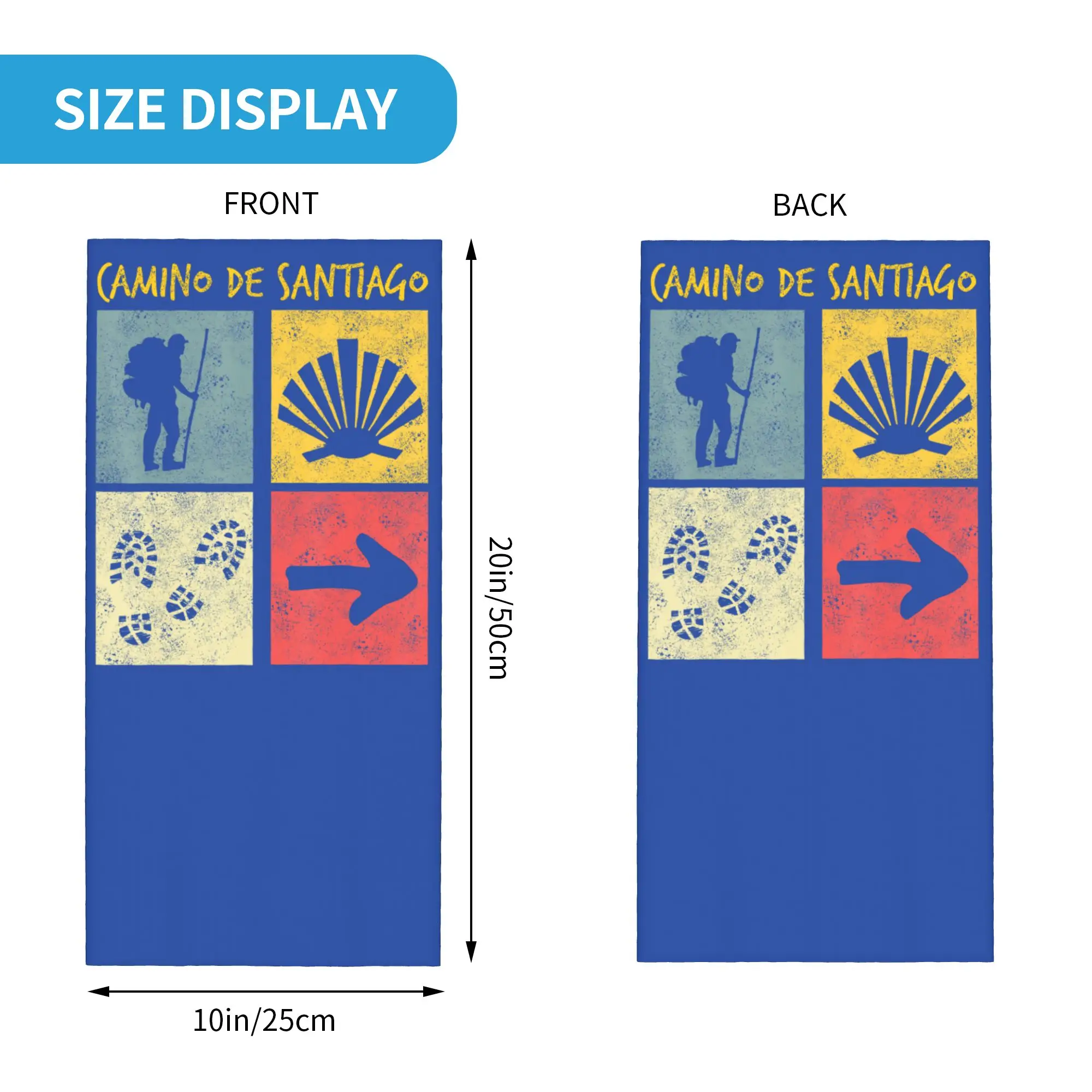 Camino de Santiago Way of St James Bandana Neck Cover Printed Buen Camino Balaclavas Mask Scarf Multi-use Headband Hiking Adult
