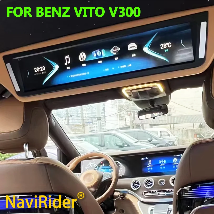 Monitor de teto IPS de alta resolução de 24 polegadas mais vendido para Benz Vito V300, tela de teto para carro com função Android Auto.