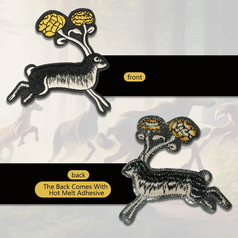 1 Pair Deer With Brain Embroidered Patch Iron On Sew On Patches For Clothing Cap Bag Jacket DIY Gift Badge With Hot Adhesive