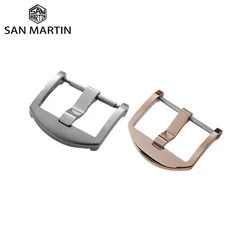 San Martin Watch Band Buckle 20mm 316L Stainless Steel Watchband Silver Bronze Brushed Polished Watch Parts Clasp Accessories