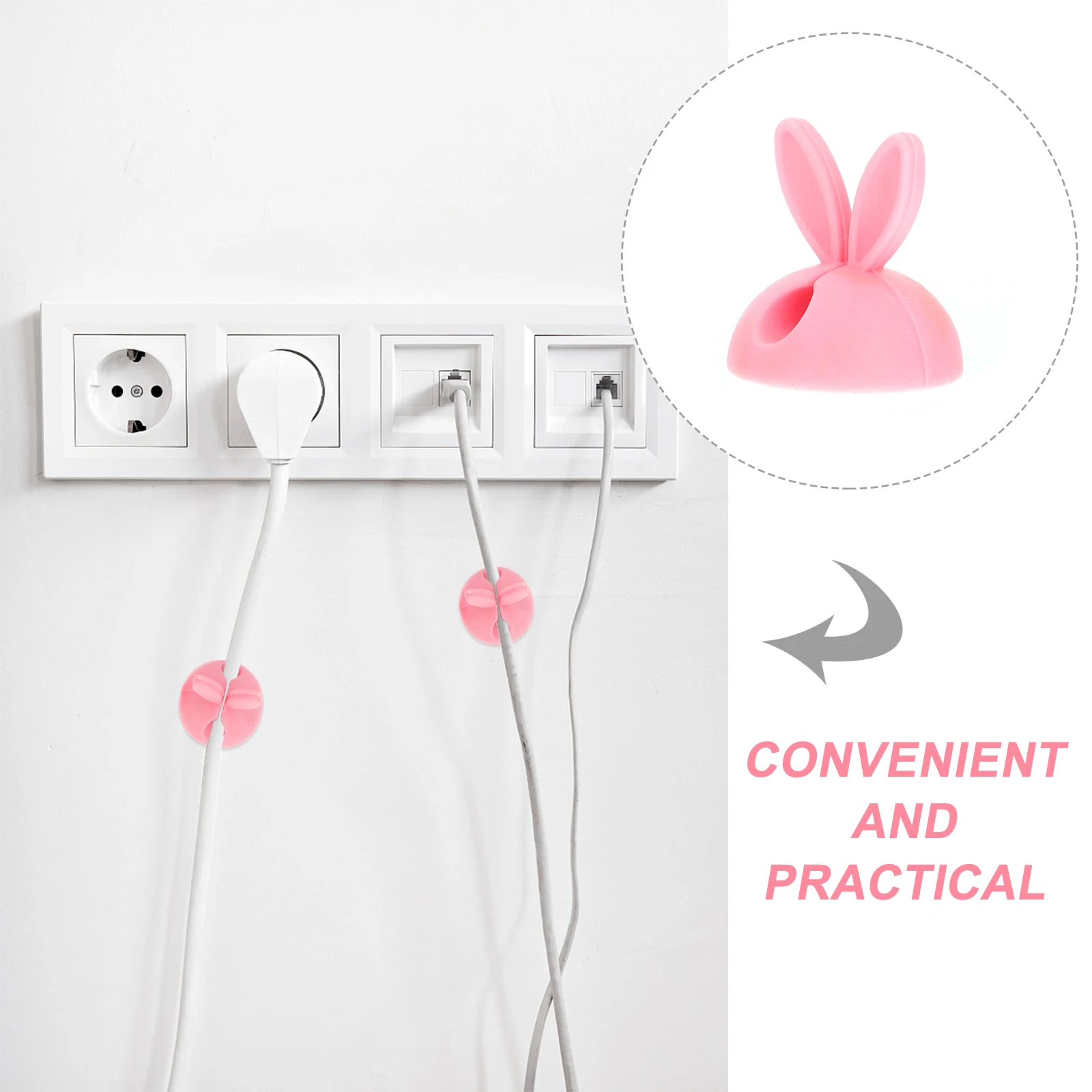 

32pcs Pink Cord Organizer Desktop Wire Cable Clips Adhesive Bunny Cord Clips Silicone Cable Organizers For Chargers Computer