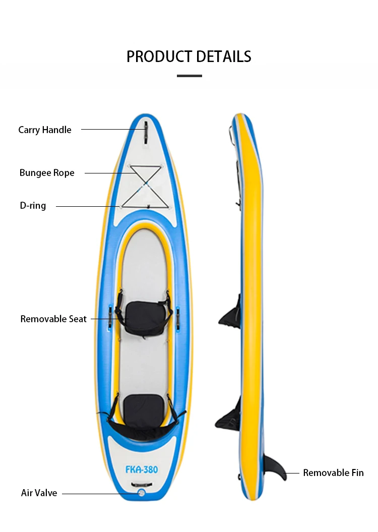 2 Person Factory Customized Fishing Canoe Rowing Boat Inflatable Double Sea Kayak With Paddle