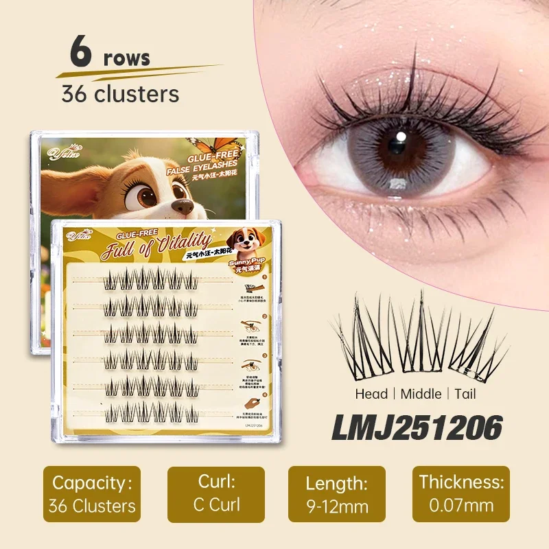 Yelix Multi-Style DIY Lashes Glue-free Fluffy Lightweight Cluster Natural Style Lashes Easy 3-Step Application DIY At Home