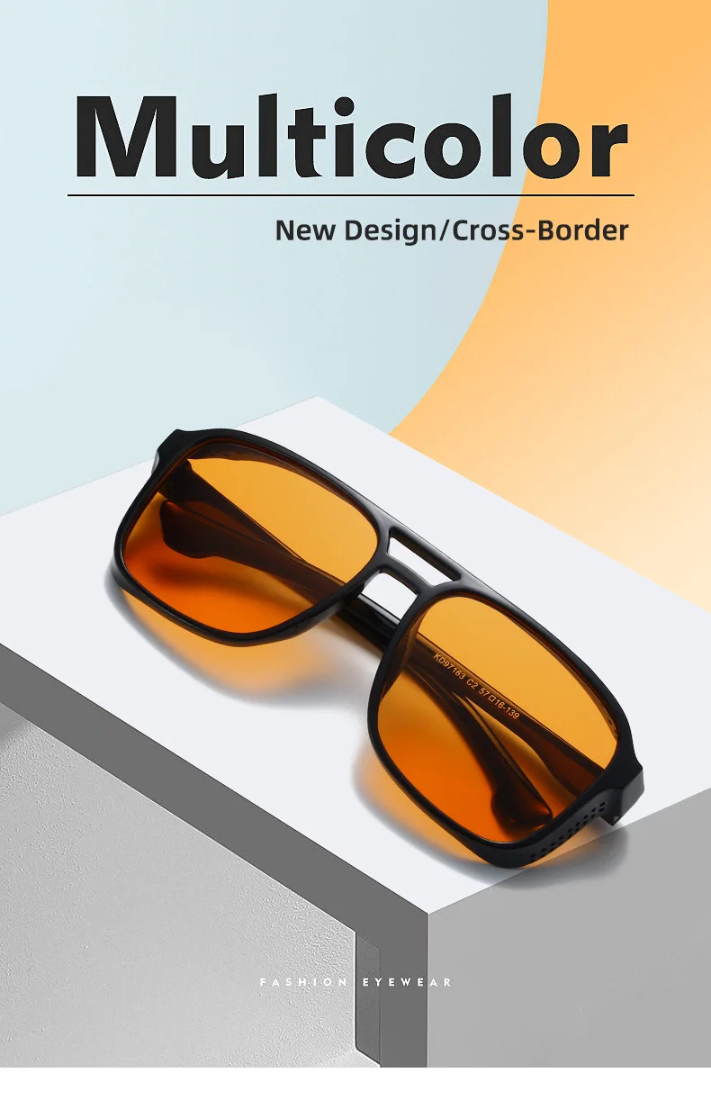 Neue Vintage-Sonnenbrille für Damen und Herren, Quadratischer PC-Rahmen, Marken-Designer Retro-Shades, Modische Sonnenbrille ﻿ für Männer – Detail 4