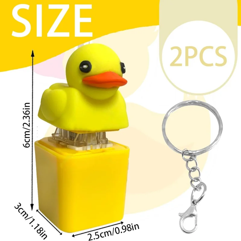 Duckeys Quacking Fidget Toy, 2 Pieces Duckeys Keycap Keychain, Duck Keychain With Light & Sound