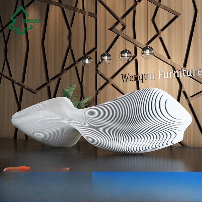 ZK مكتب أمامي عصري على شكل خاص، طاولة ترحيب بسيطة وحديثة لأمين الصندوق #1