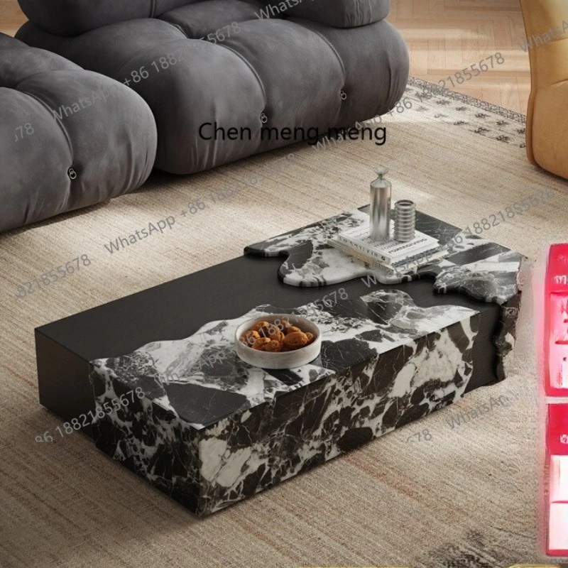 

Italian minimalist marble coffee table light luxury art creative high-end living room home rectangular coffee table