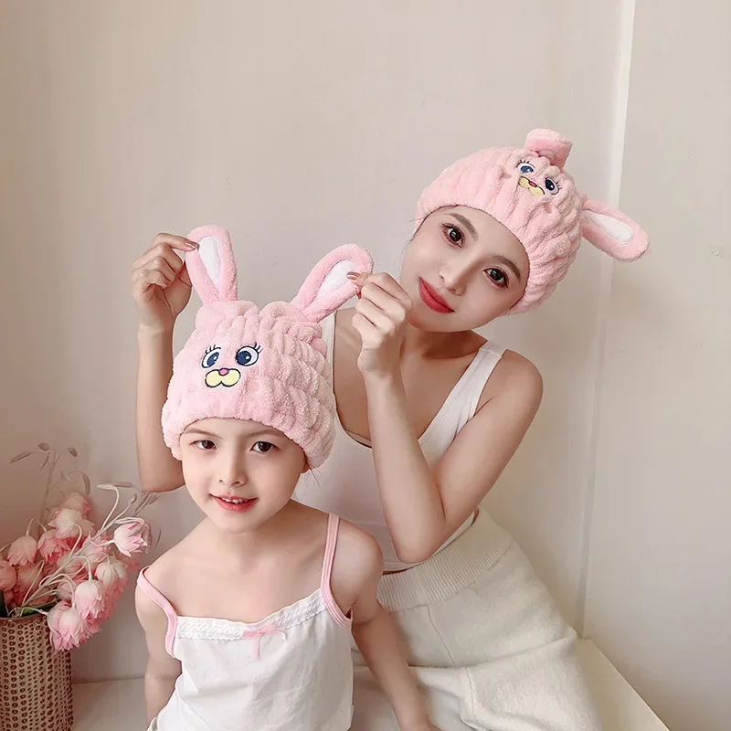 Cute Animal Hair Dry Hat Towel Quick Dry Shower Cap Strong Absorbing Drying Soft Cartoon Duck Rabbit Unicorn Children Hair Hat