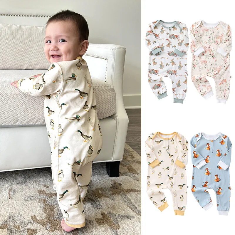 

UNITIM Infant Baby Girls Rompers Spring Cartoon Jacquard Toddler Girls Jumpsuits Newborn Boys Bodysuits Kids Boys Overalls