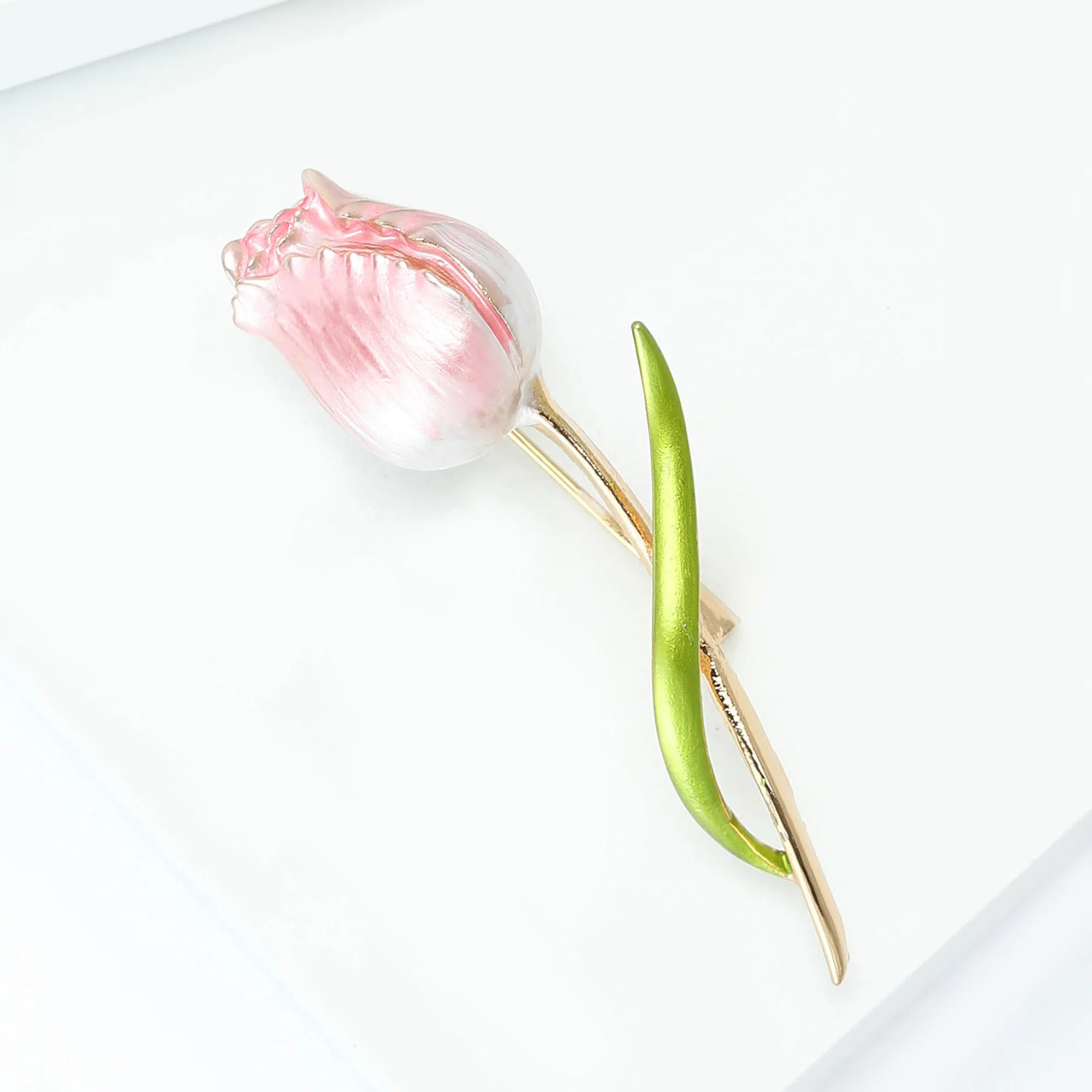 Beaut&Berry Luxury Enamel Tulip Brooches for Women Plant Pins Friends Party Gifts Banquet Jewellery Accessories