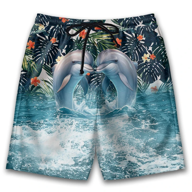 Harajuku Dolphin pantaloni corti stampati in 3D per uomo abbigliamento estate pantaloncini da spiaggia hawaiani tronchi di animali marini pantaloncini da bagno ragazzo carino