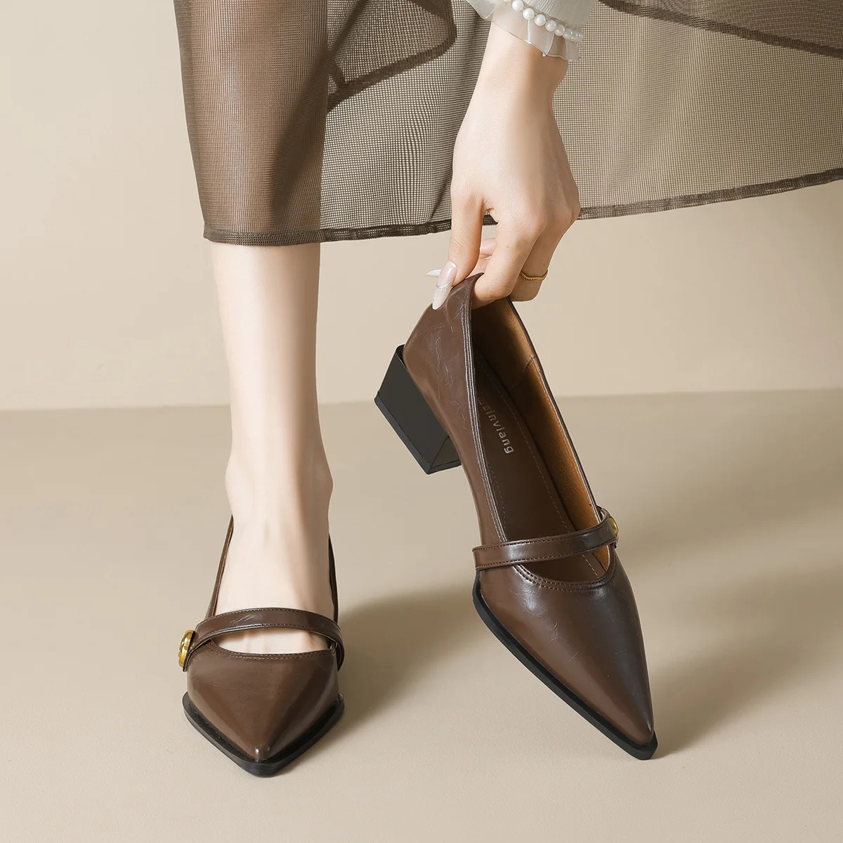 

Gorasion/Новые женские модные туфли-лодочки с квадратным каблуком, элегантные туфли Мэри Джейн без шнуровки, женские модельные туфли, лоферы ручной работы