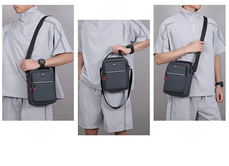 Neue Herren-Umhängetasche, schlichte Schultertasche, lässige, geräumige Tasche für den täglichen Gebrauch, atmungsaktive Reisetasche für Herren. – Detail 5