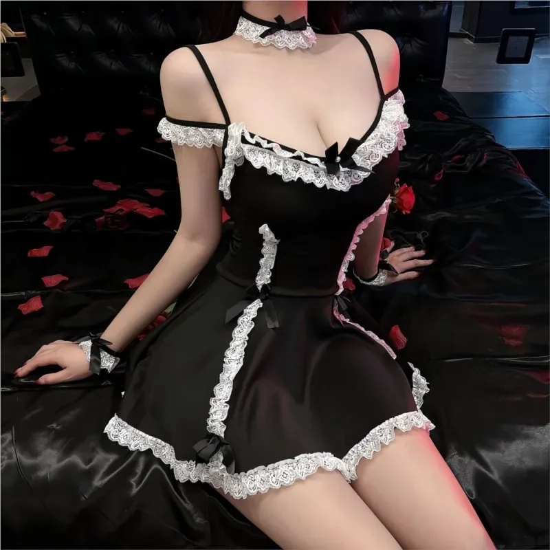 الملابس الداخلية المثيرة طوق الحمالة الدانتيل العميق الخامس خادمة الزي صنم 18 يتوهم النساء الملابس الداخلية sexi زي للنساء مفتوحة المنشعب xxx