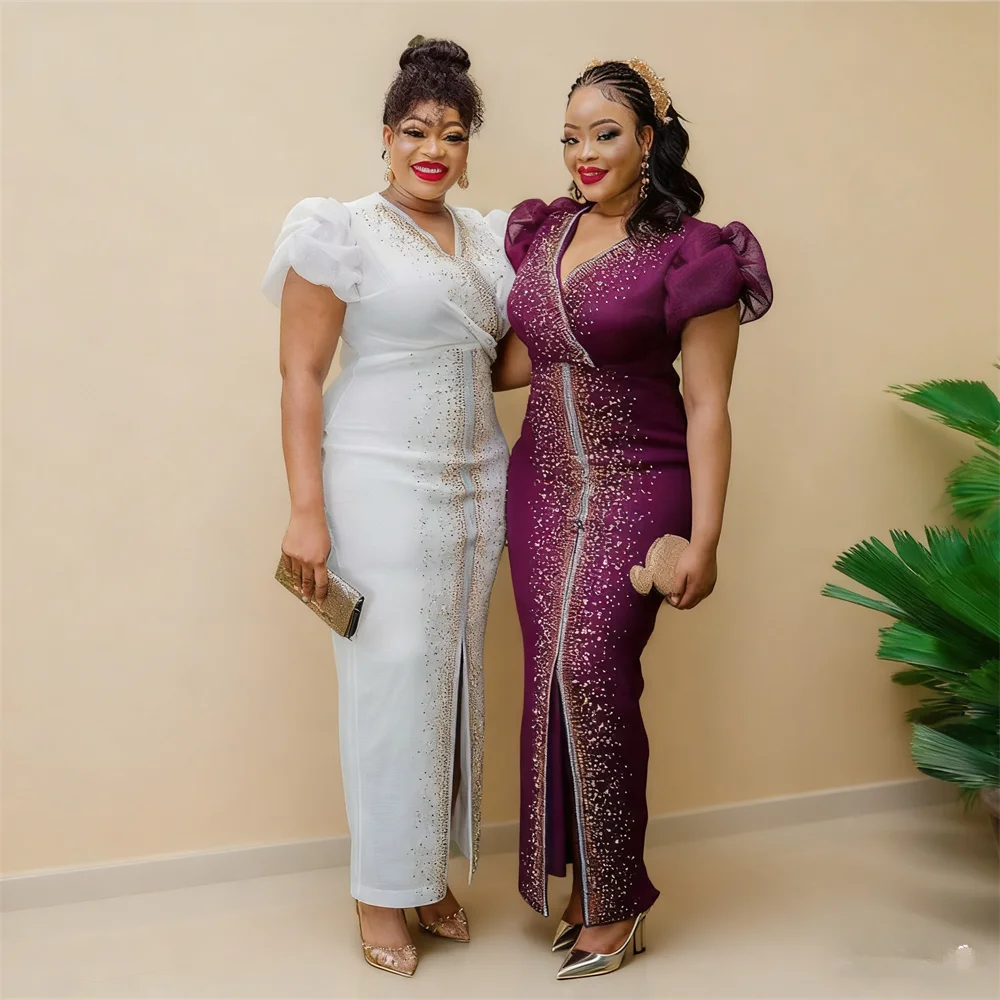 

African Dresses for Women Mesh Diamonds Bodycon Dress Formal Evening Wedding Party Gown African Dashiki Abaya Kaftan Vestidos